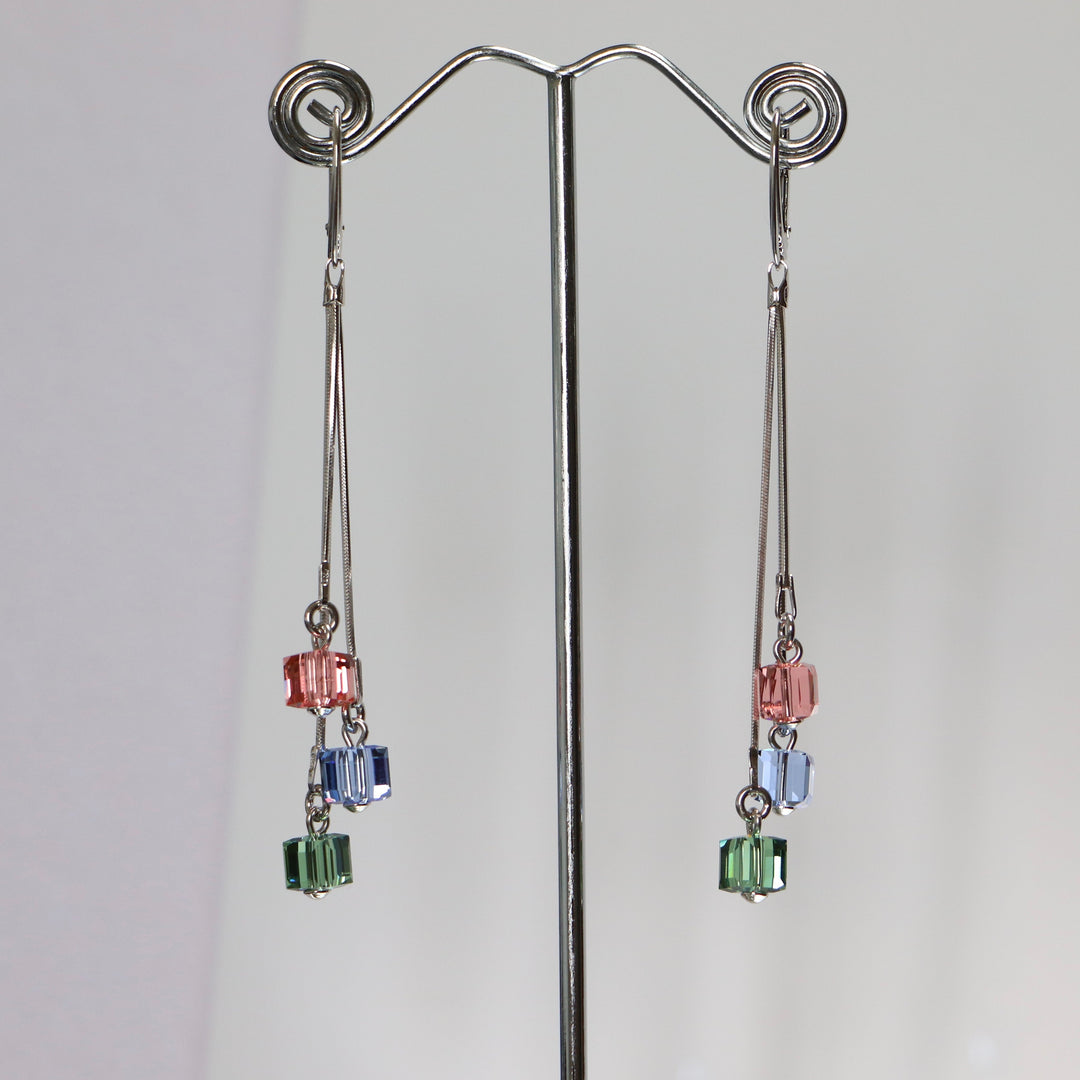 Boucles d'oreilles avec cristaux Swarovski, argent rhodié, cristal, CANDICE, Modèle A