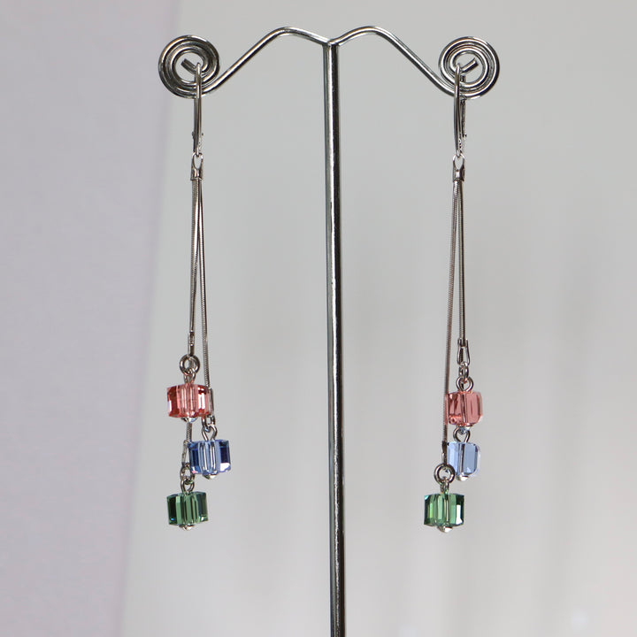 Boucles d'oreilles avec cristaux Swarovski, argent rhodié, cristal, CANDICE, Modèle A