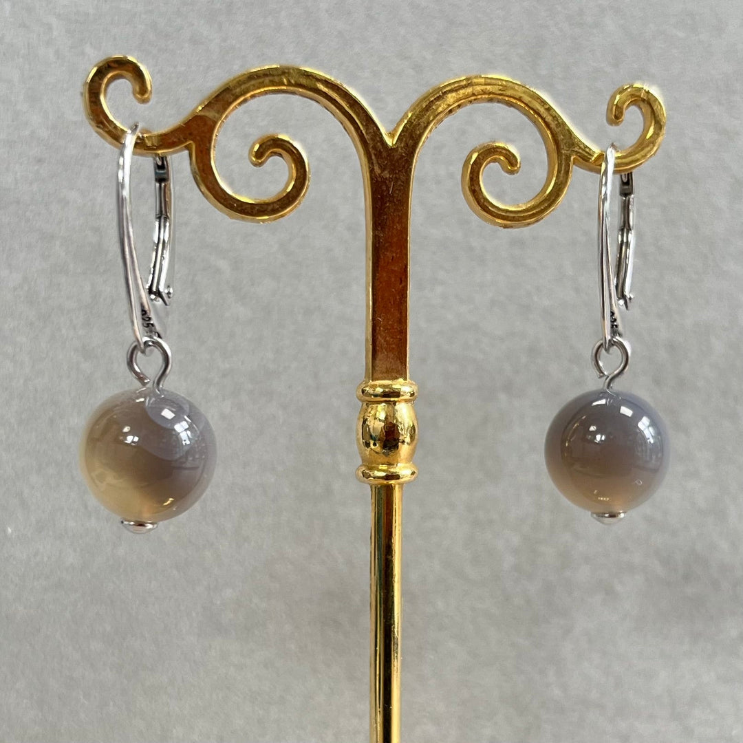 Earrings with agate, in silver