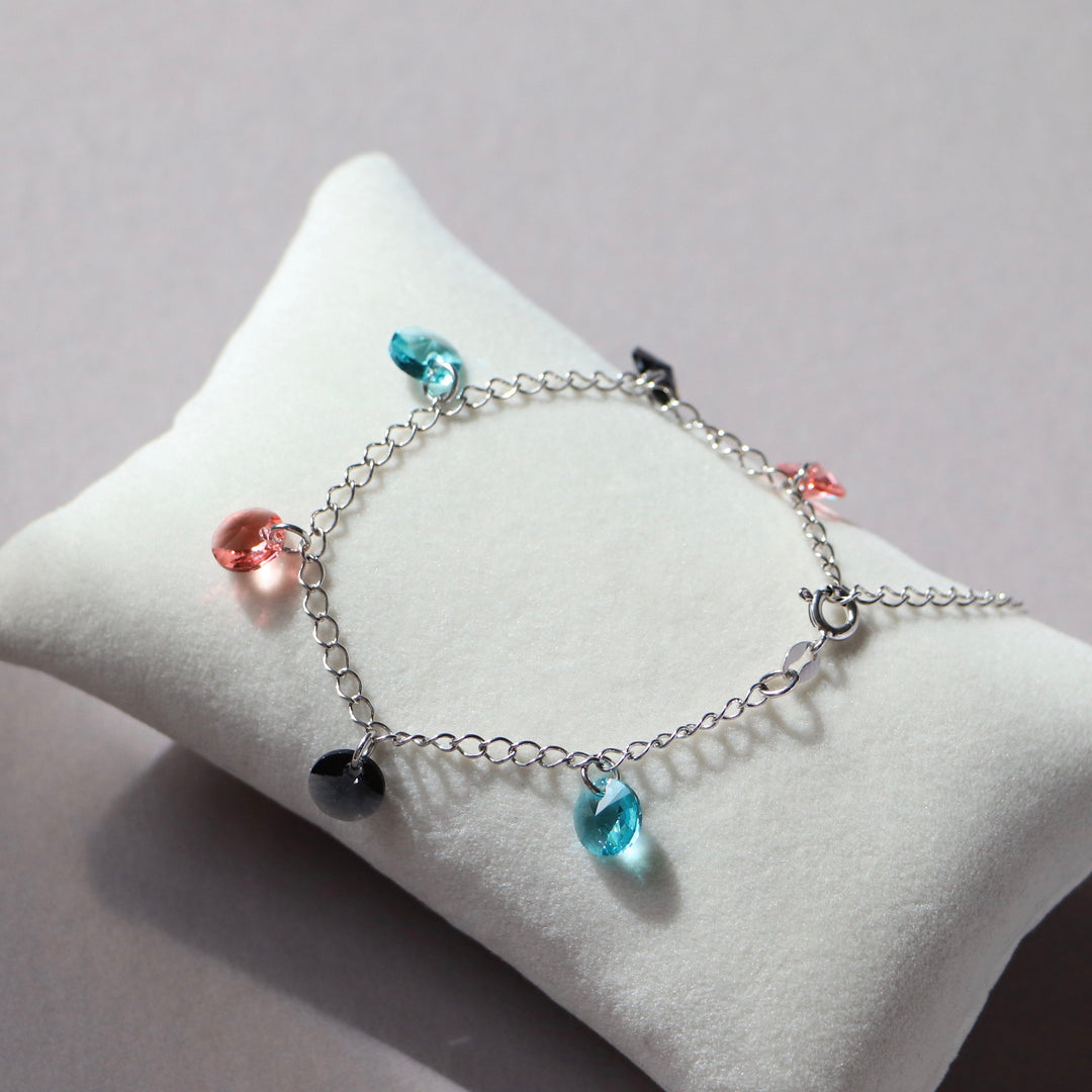Bracelet avec cristaux Swarovski, argent rhodié, CONFETTIS