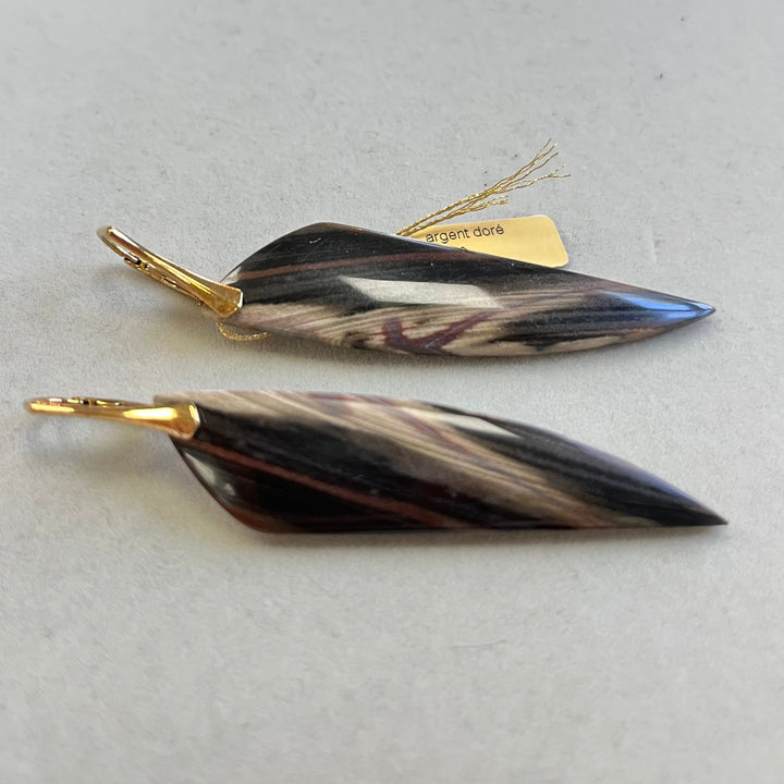 Earrings with jasper, in silver