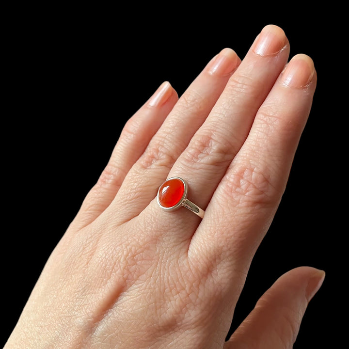 Silver carnelian ring - size 58 - BS077