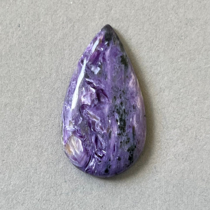 Charoite, CHR088, cabochon cut, 36x20x6 mm