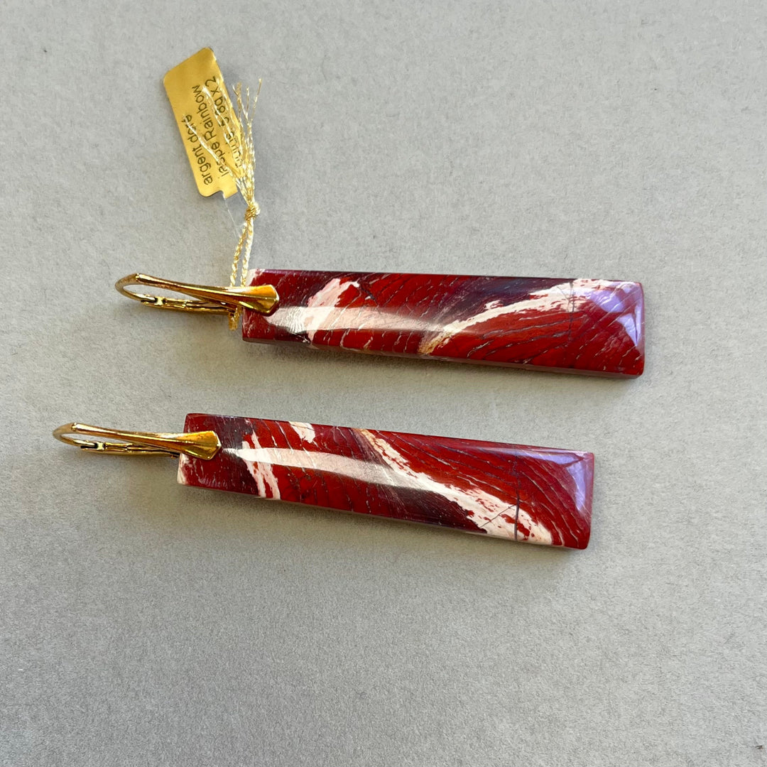 Earrings with red jasper, in silver