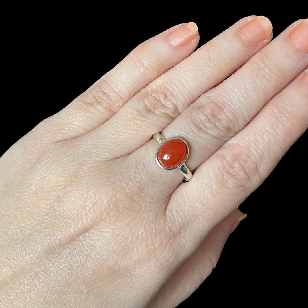 Silver carnelian ring - size 58 - BS077
