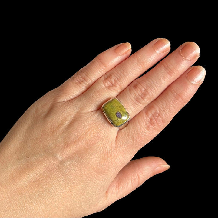 Silver ring with stichtite and serpentine - size 62 - BS071