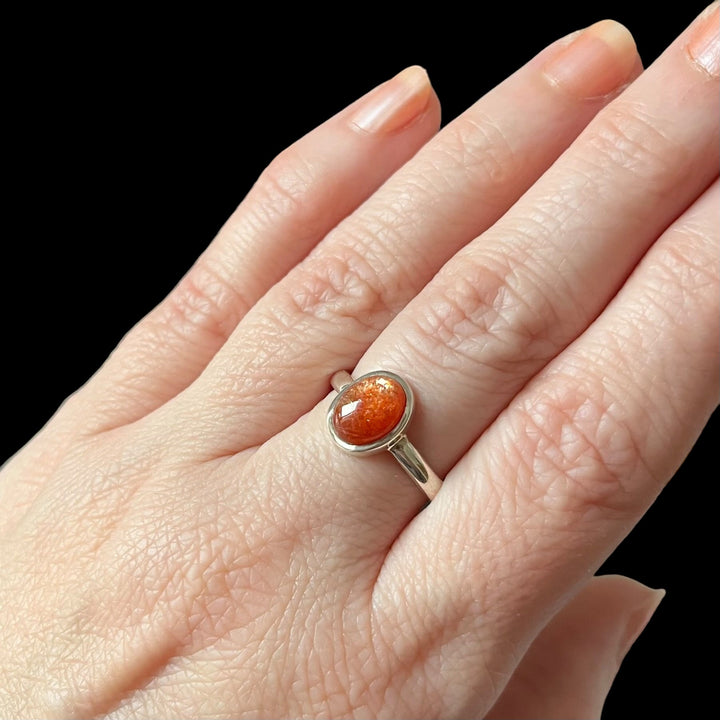 Silver sunstone ring - size 57 - BS098