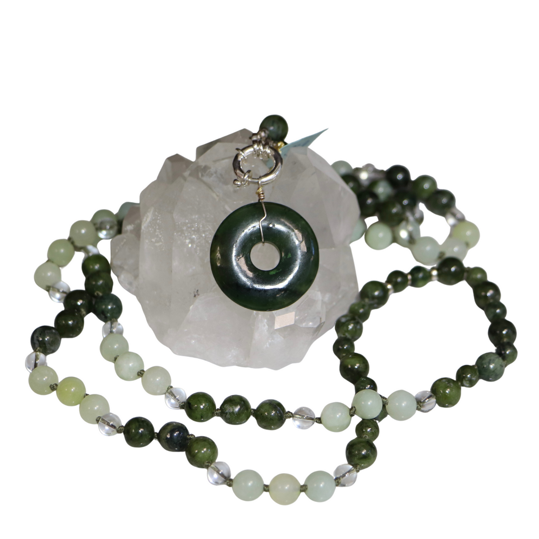 Collier MALA en serpentine et Pendentif en jade