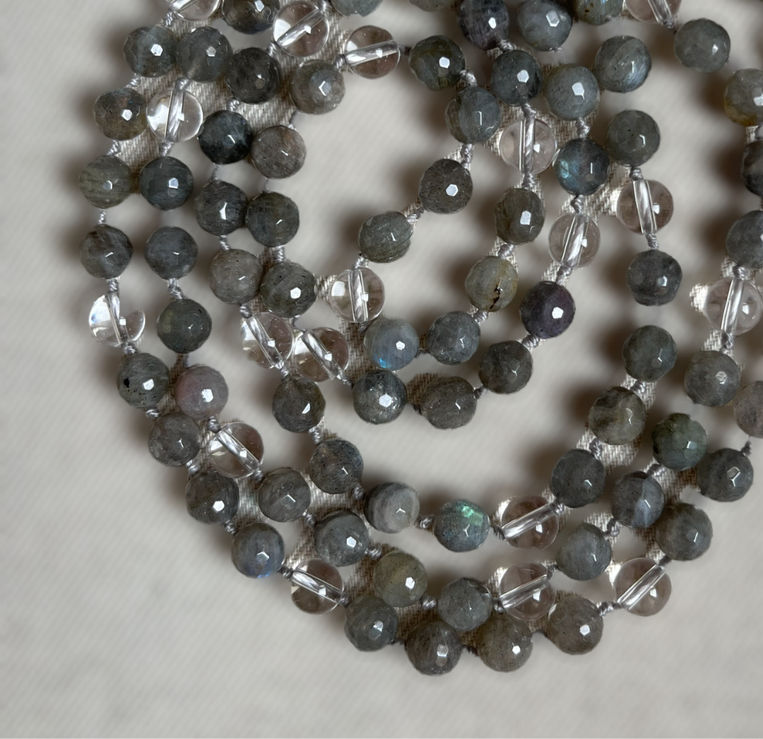 Labradorite Mala Necklace with Labradorite Pendant