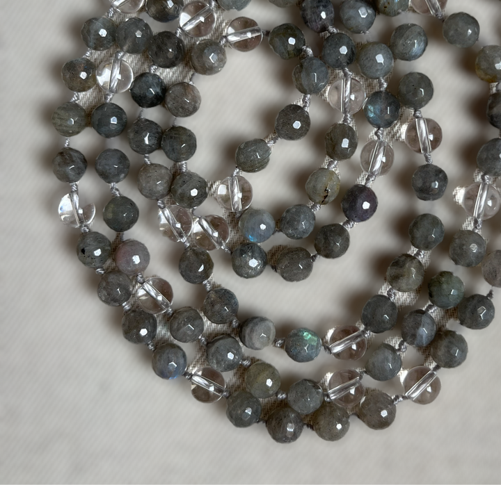 Labradorite Mala Necklace with Labradorite Pendant