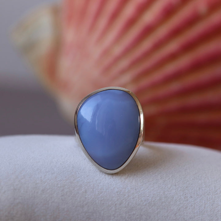 Silberner Chalcedonring – Größe 60 – BS063