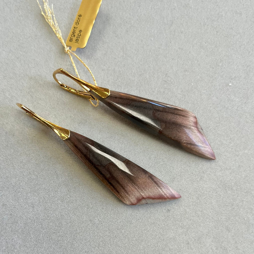 Earrings with jasper, in silver