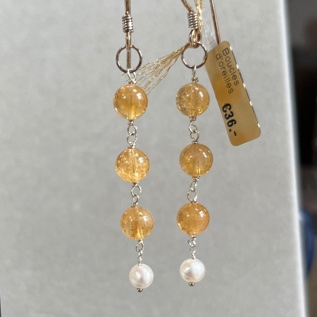 Silberne Ohrringe mit Citrin, aus Silber