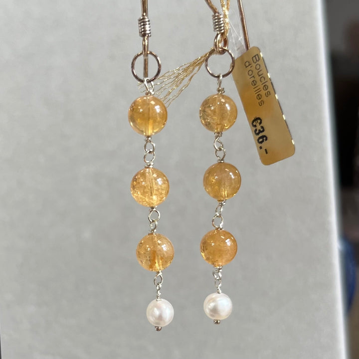 Silberne Ohrringe mit Citrin, aus Silber