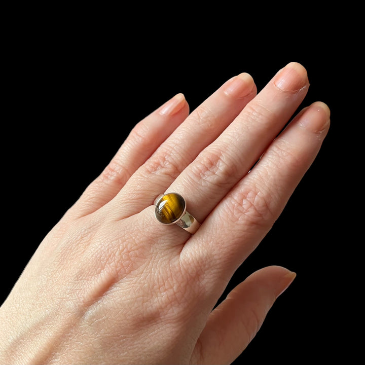 Silberner Tigeraugenring – Größe 54 – BS064