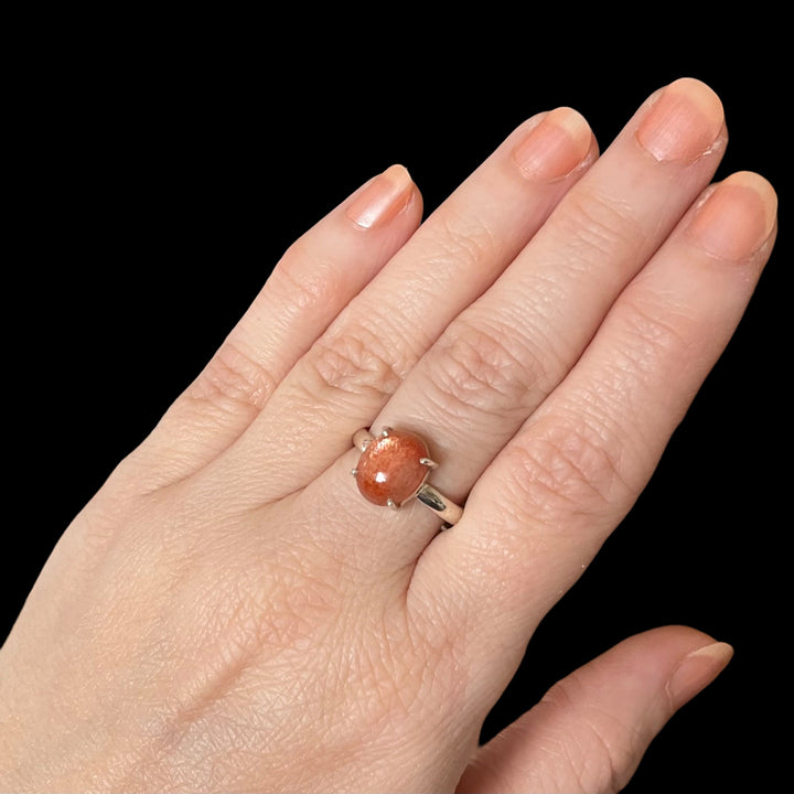 Silver sunstone ring - size 56 - BS097