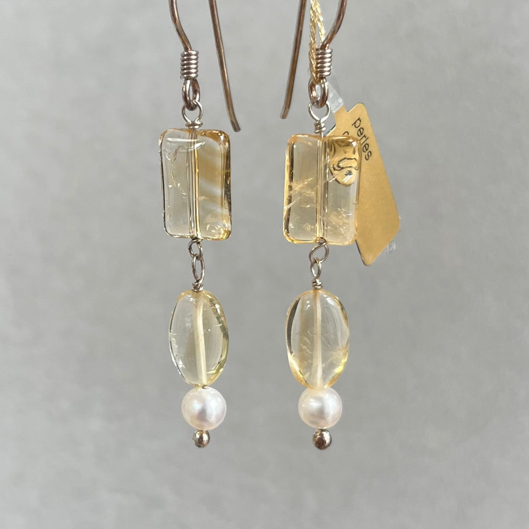 Silberne Ohrringe mit Citrin, aus Silber