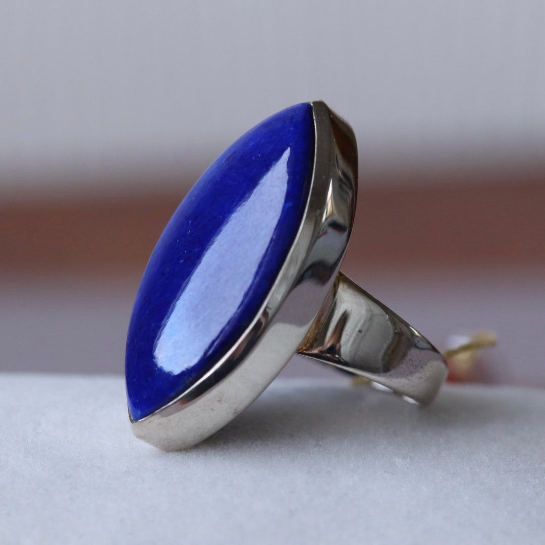 Silver ring with lapis lazuli - size 57 - BS021