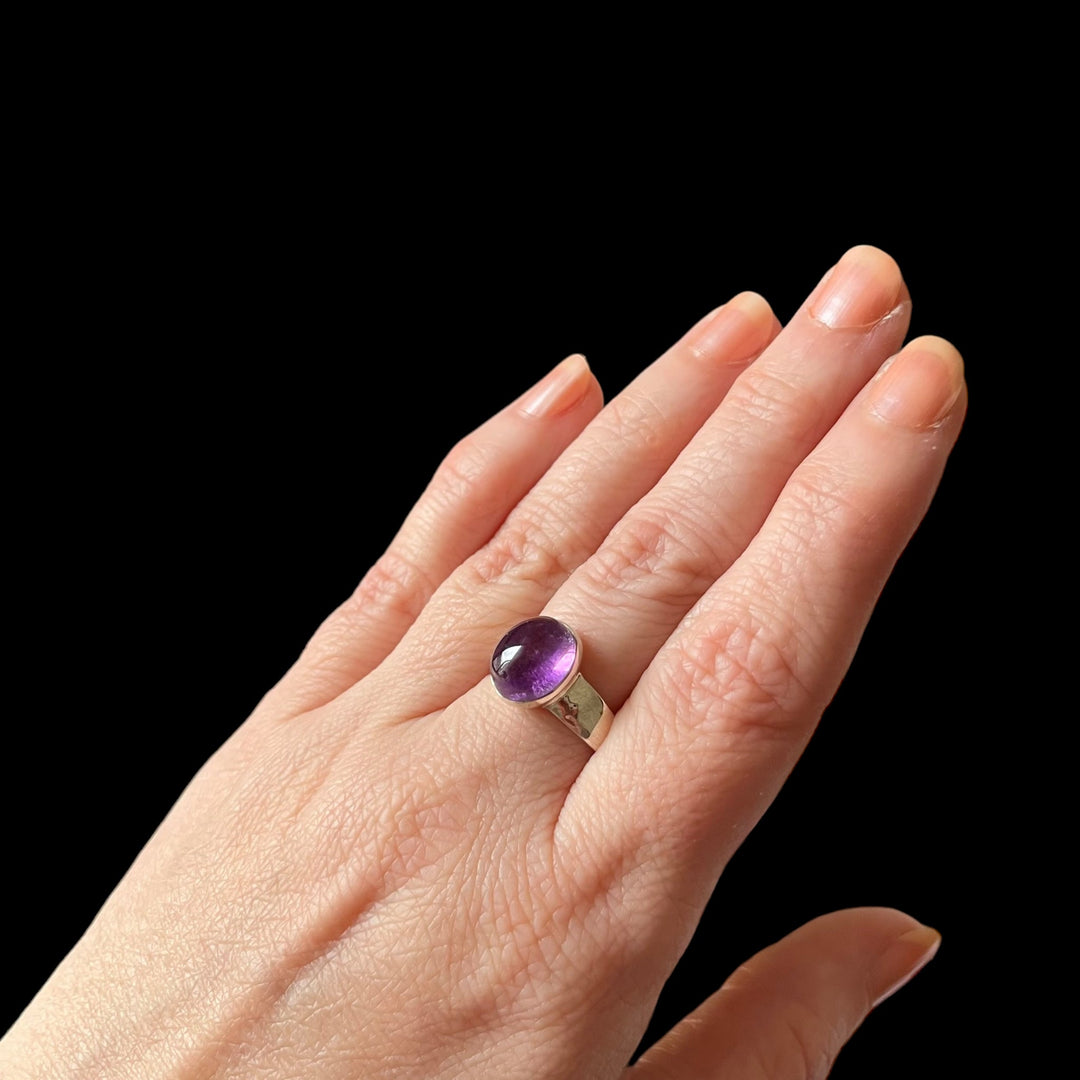 Silberner Amethystring – Größe 60 – BS067