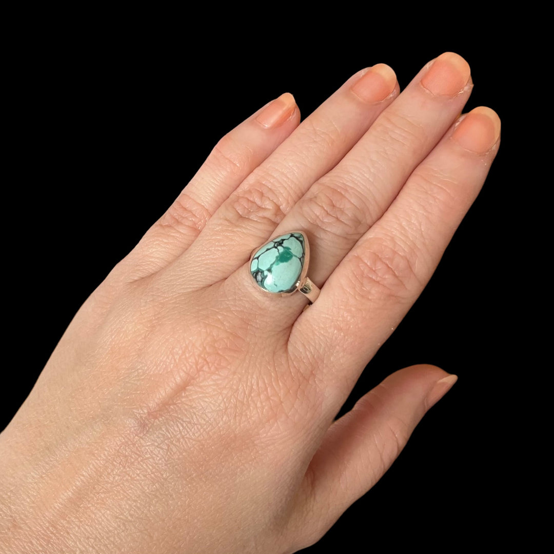 Silver turquoise ring - size 57 - BS030
