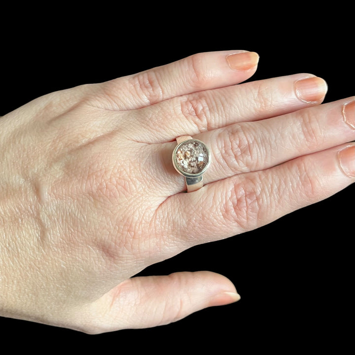 Silver ring with lodolite quartz - size 57 - BS056