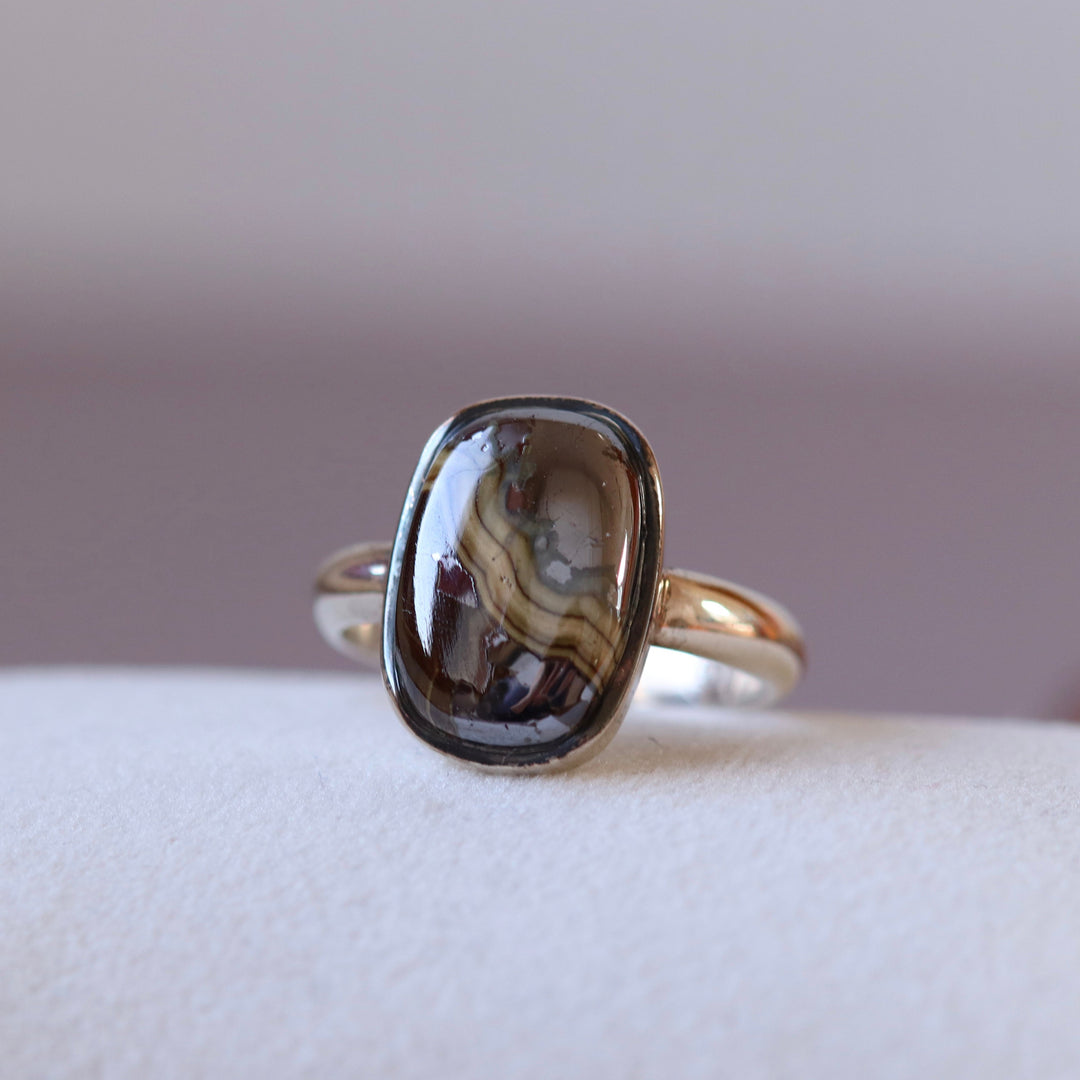 Silver schalenblende ring - size 56.5 - BS096