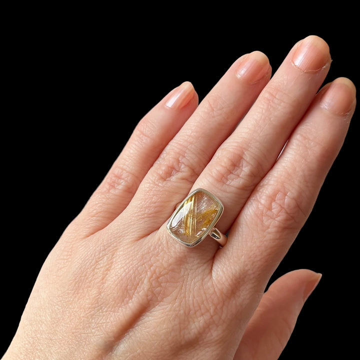 Silver ring with rutile quartz - size 56.5 - BS093
