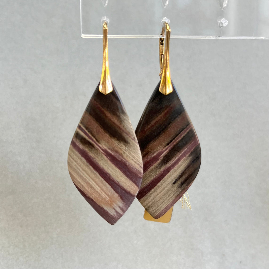 Earrings with jasper, in silver