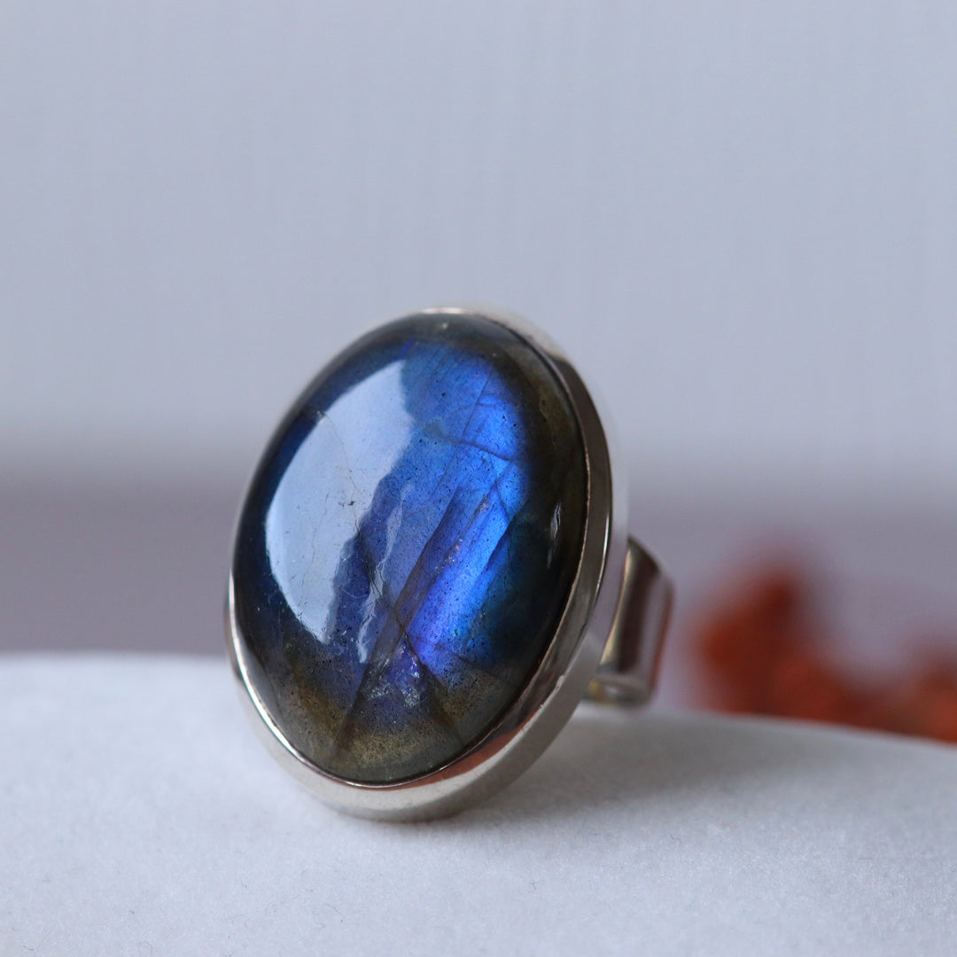 Silberring mit Labradorit - Größe 62 - BS015