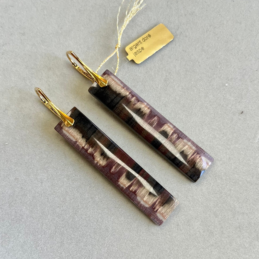 Earrings with jasper, in silver