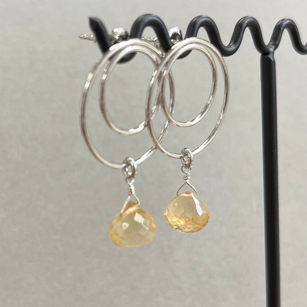 Silver earrings with citrine, in silver