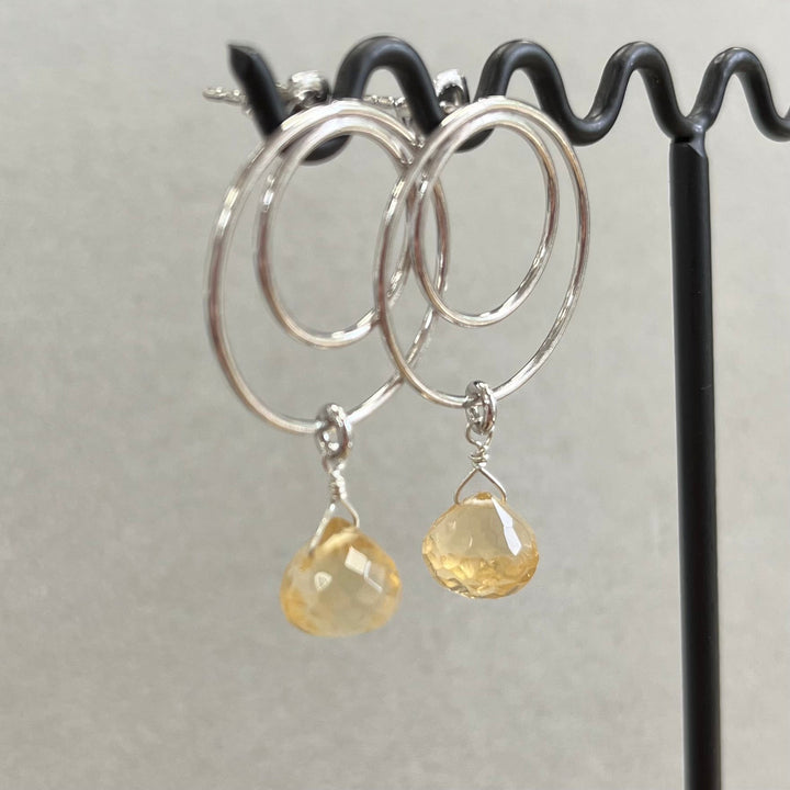 Silver earrings with citrine, in silver