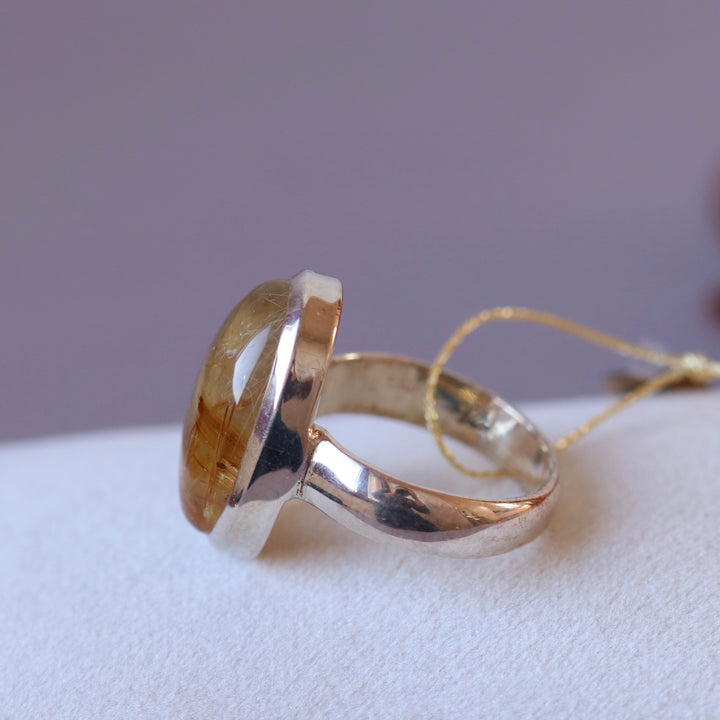 Silver ring with rutilated quartz - size 60 - BS012