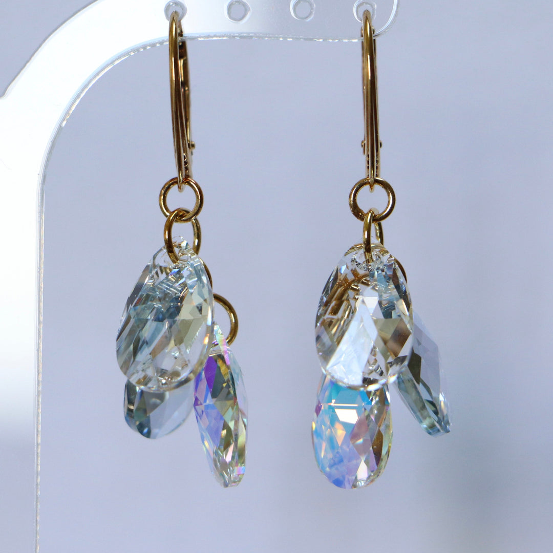 Pendentif avec cristaux Swarovski, argent doré, cristal AB, FLEUR