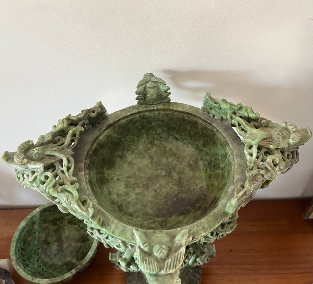 Chinesischer Räuchergefäß aus dem frühen 20. Jahrhundert, 75 cm, aus Serpentin