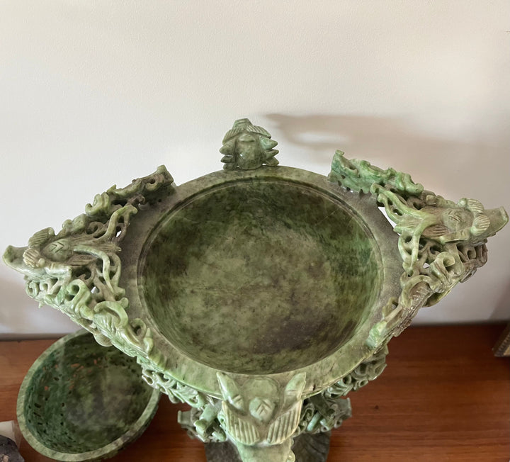 Chinesischer Räuchergefäß aus dem frühen 20. Jahrhundert, 75 cm, aus Serpentin