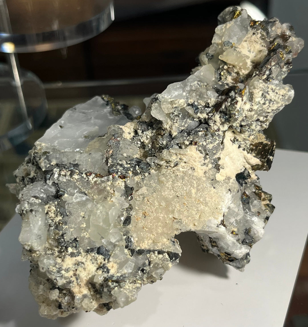 Chalkopyrit, Pyrit und Calcit Rumänien DB60