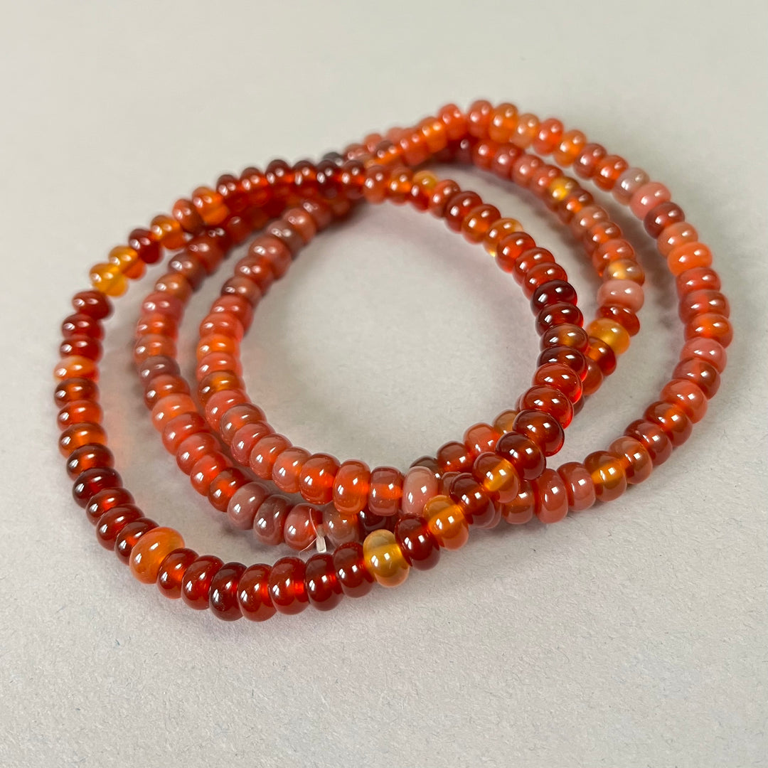 Carnelian bracelet with 6x4 mm round stones