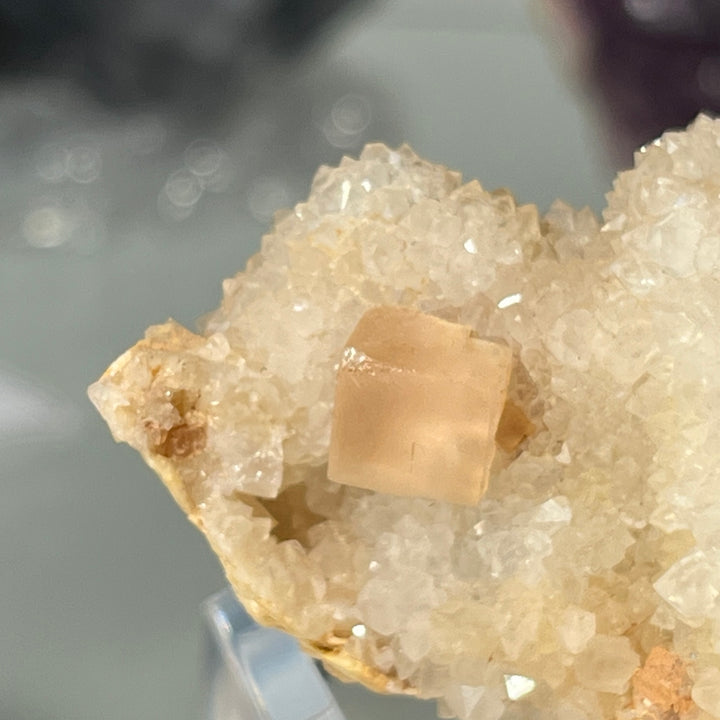 Pink fluorite quartz barite Marsanges Haute Loire France