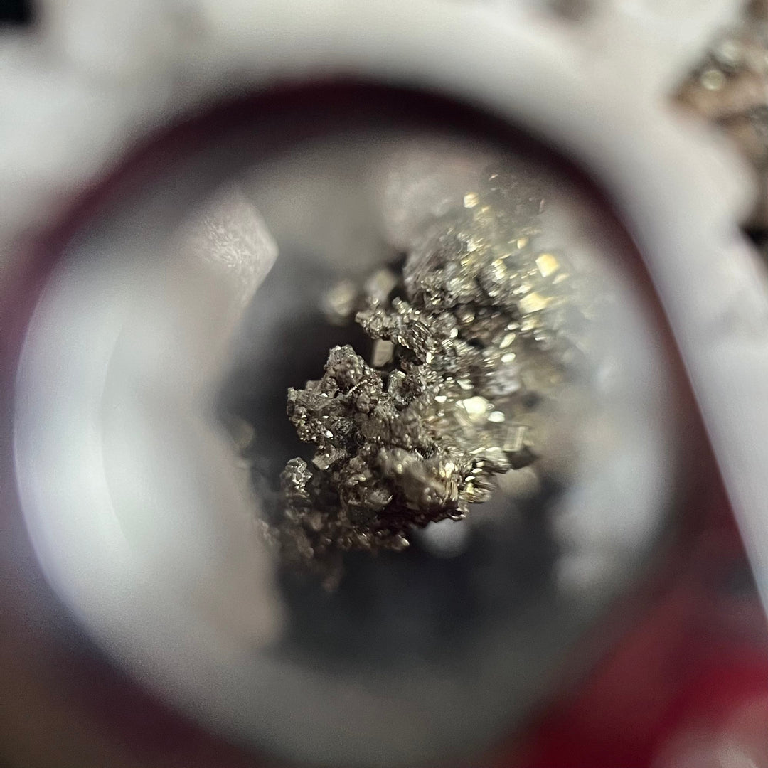 Calcite, quartz, pyrite on sphalerite Trepca Kosovo DB33