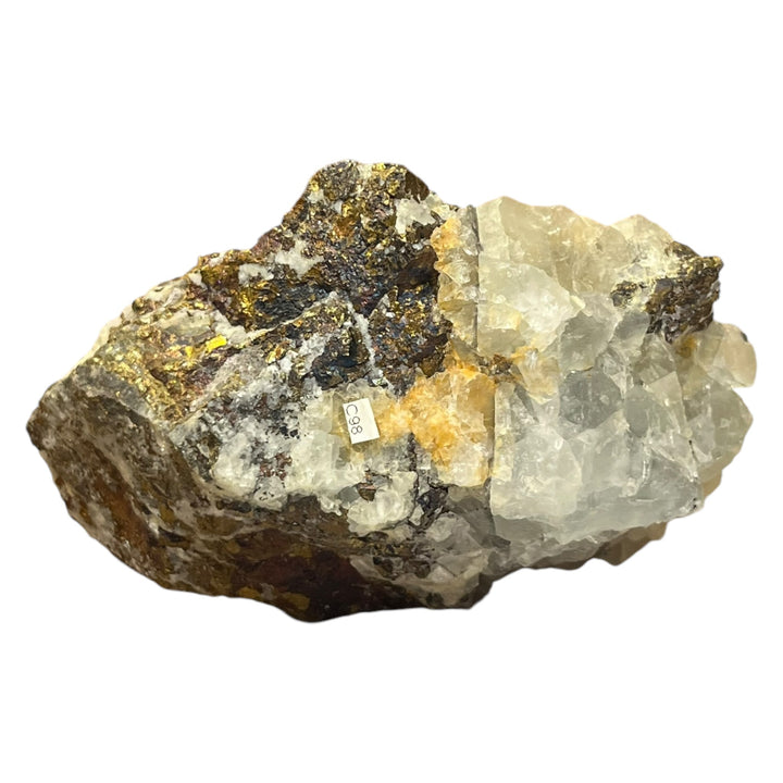 Chalcopyrite on fluorite, Burc Mine, Tarn, France, C98