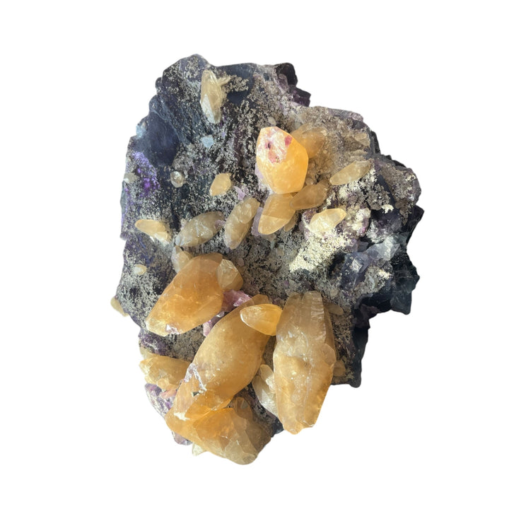 Zoned purple fluorite with calcite, Denton Mine, Illinois, USA, DB13