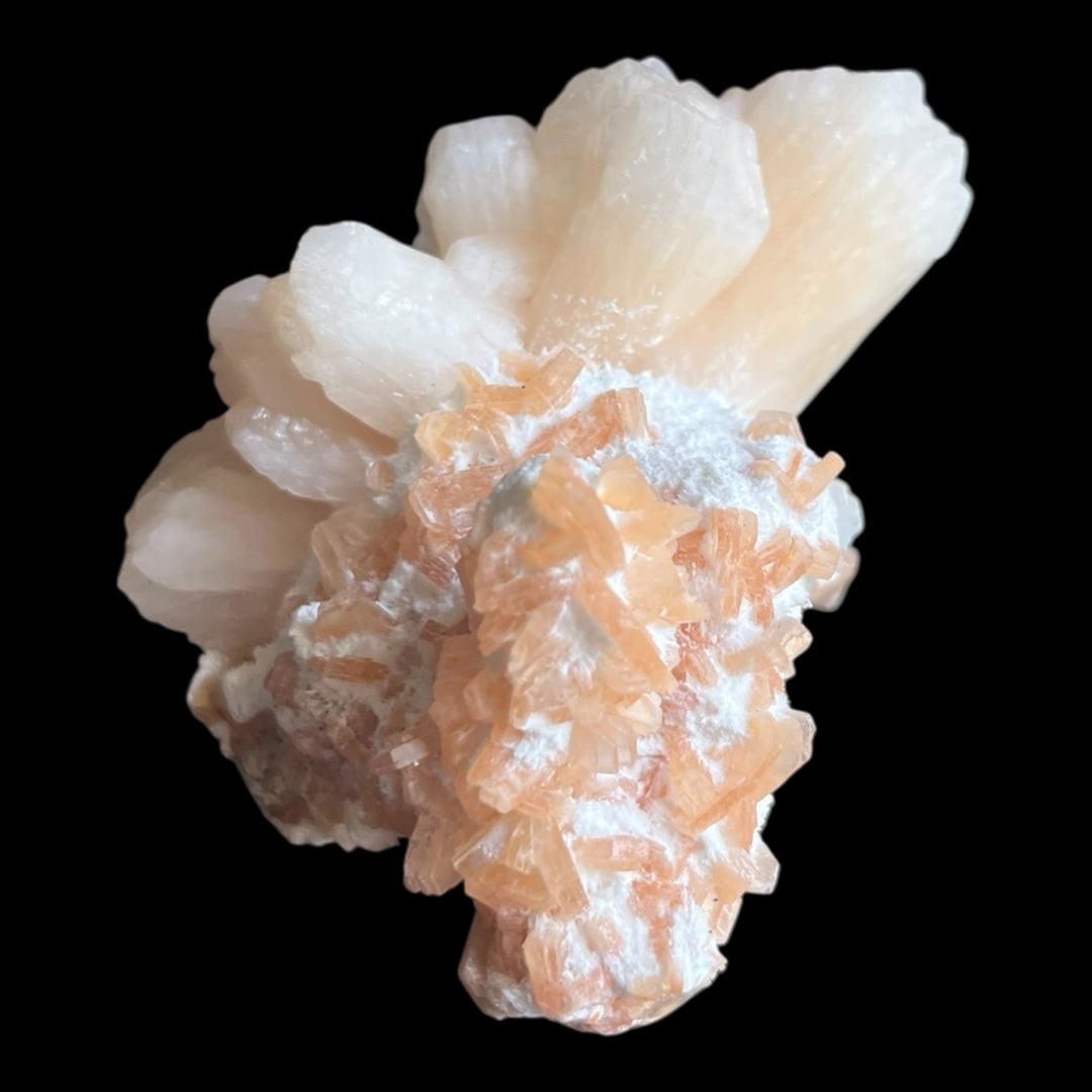 Stellerit, Heulandit auf Mordenit Indien M18W15