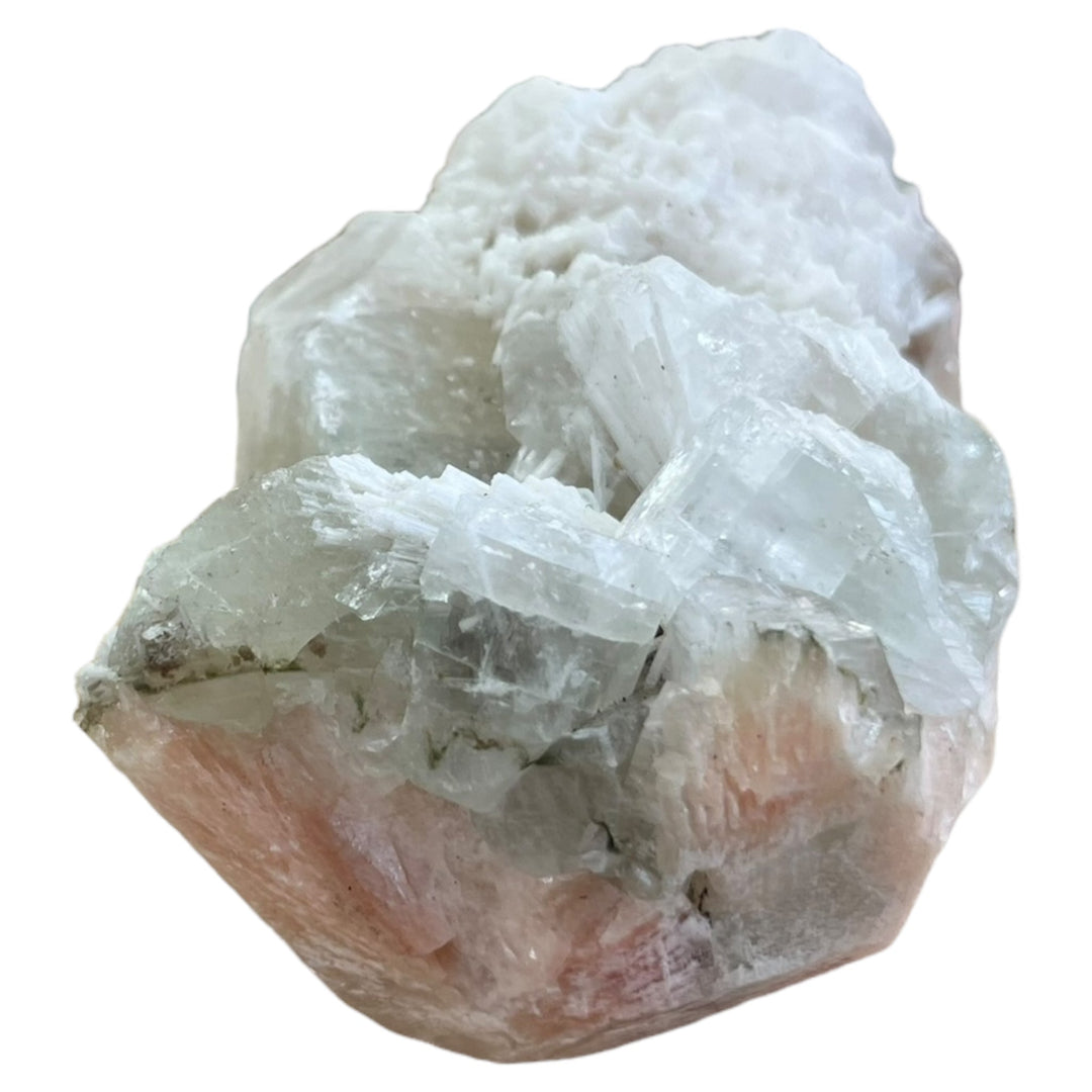 SCOLECITE and apophylite on stilbite Maharashtra India M18W88