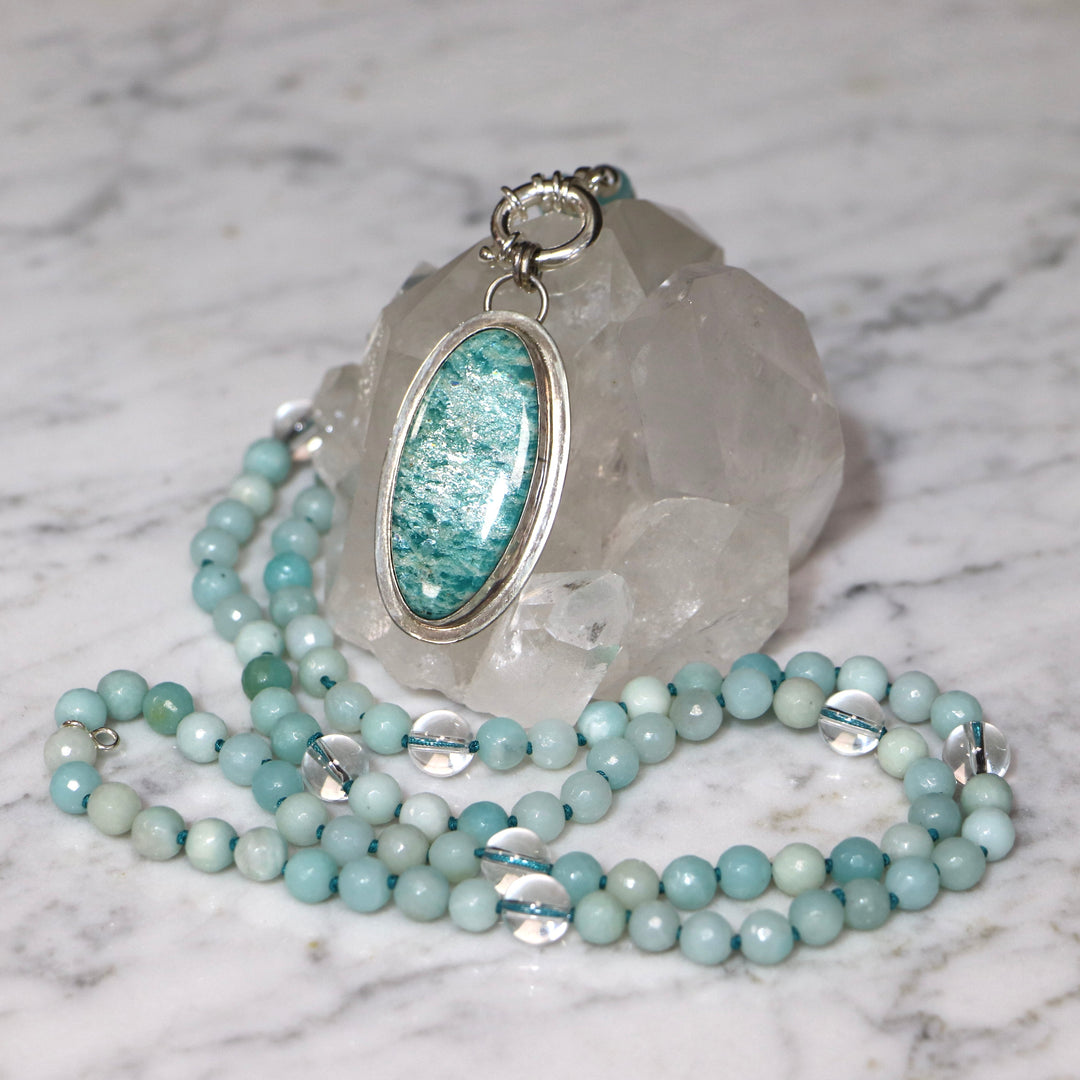 Collier MALA en amazonite et Pendentif en amazonite