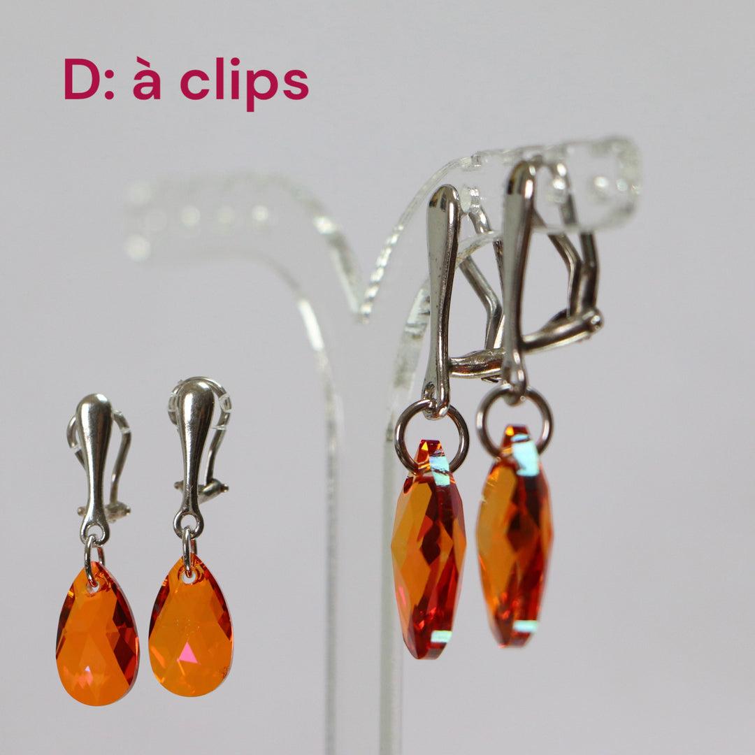 Boucles d'oreilles (crochets, dormeuse, puces ou à clips), cristaux Swarovski, argent doré, collection LARME, incolore