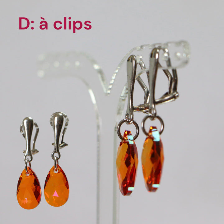 Boucles d'oreilles (crochets, dormeuse, puces ou à clips), cristaux Swarovski, argent doré, collection LARME, incolore