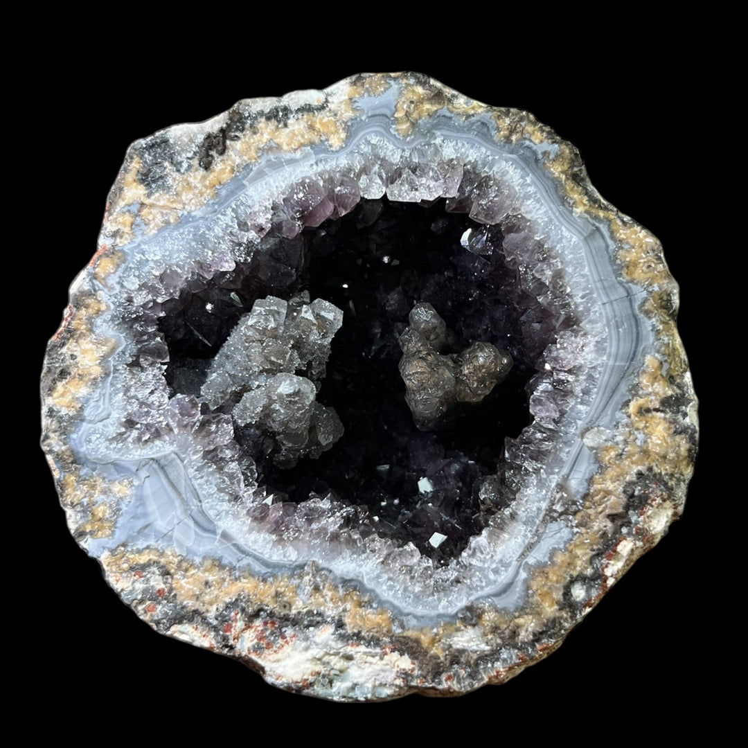 Coconut geode, smoky quartz and calcite, Choyas, Mexico DB169
