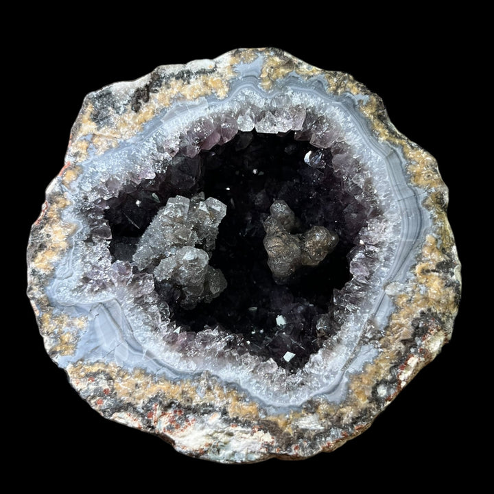 Coconut geode, smoky quartz and calcite, Choyas, Mexico DB169
