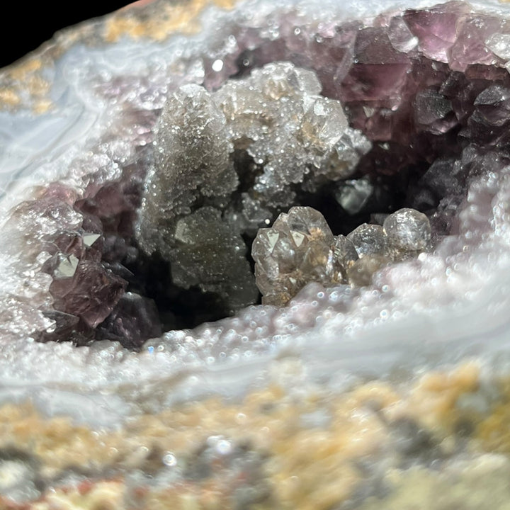 Coconut geode, smoky quartz and calcite, Choyas, Mexico DB169